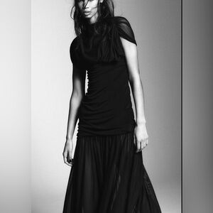 Zara Black Draped Maxi Dress